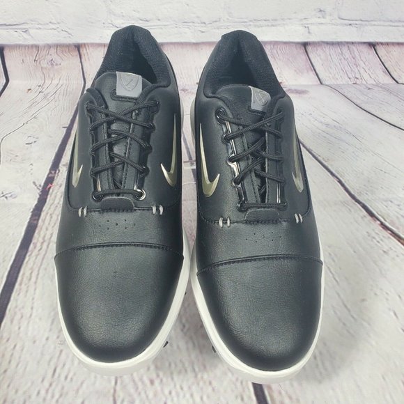 Nike Golf Shoes Mens 7.5 Black Air Zoom Victory Pro Leather silver Swoosh Logo - Picture 6 of 8